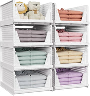 Organizzatore per armadi 8 pezzi, pannelli stivocabili multifunzionali e pieghevoli per la conservazione di spazi in cucina e bagno, contenitore a cassetta spazievoluta, bianco