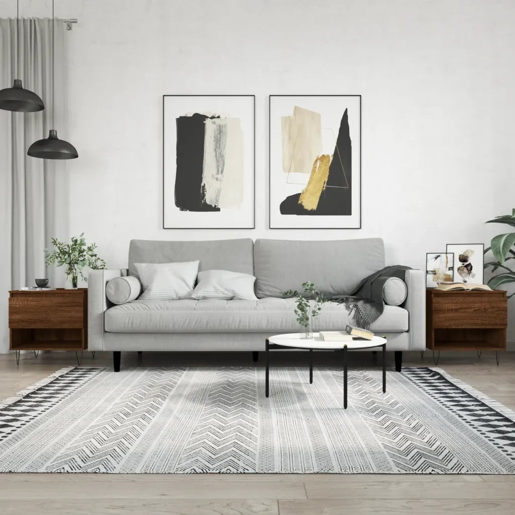 2 pz Tavolini salotto | Tavolino da caff¨¨ | Tavolino da Soggiorno Rovere Marrone 50x46x50 Legno Multistrato