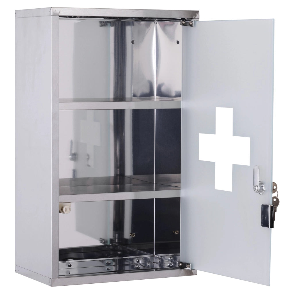 EasyComfort Armadietto medicinali 50x30x18cm Cassetta mobile bagno primo soccorso in acciaio inox con serratura