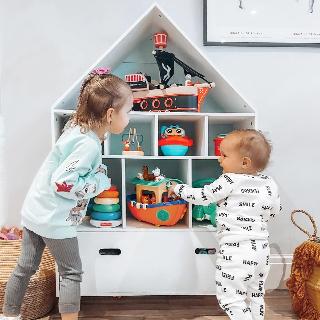 Libreria a cubi per bambini con mensole ¨C zephmum ¨C bianca, azzurra, rosa 82x30x126 cm