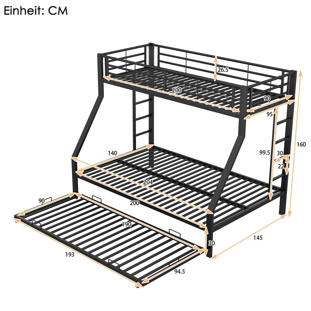 Letto a castello estraibile ¨C Minimal ¨C nero metallo 90x200cm
