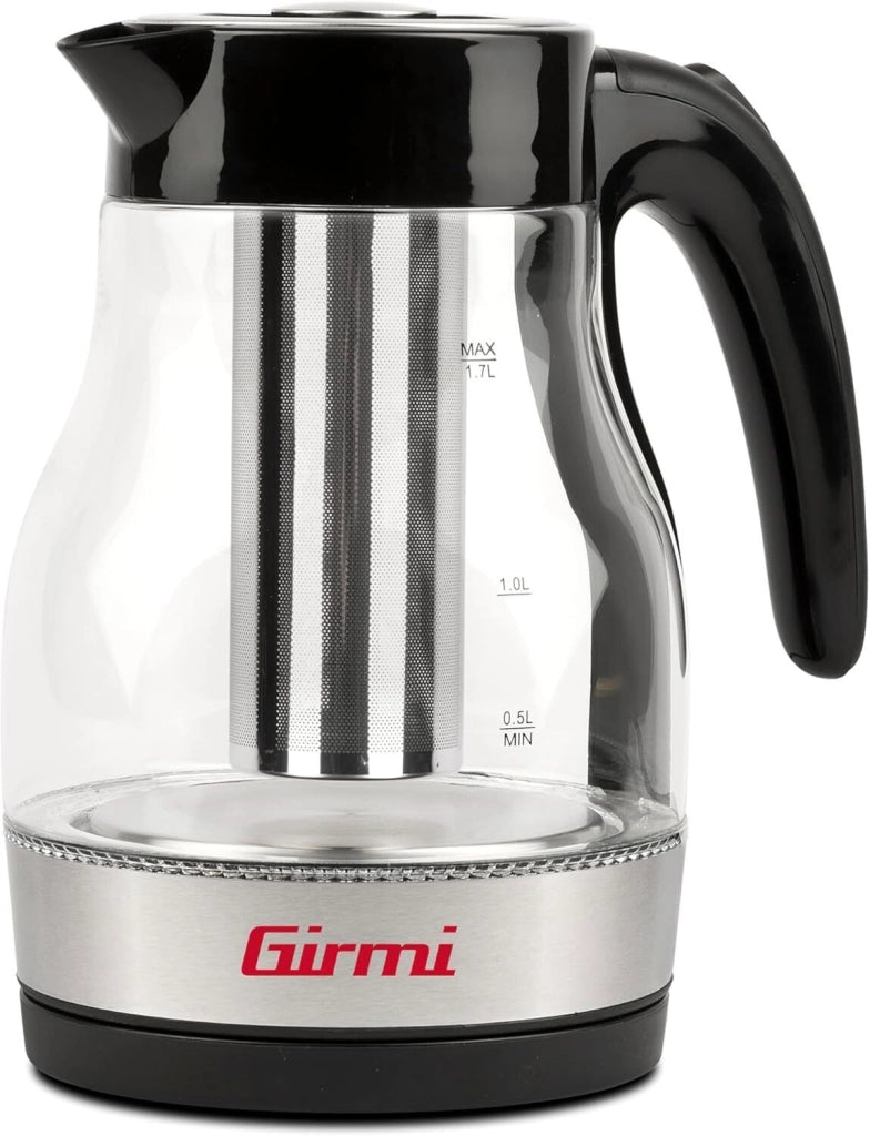 Girmi BL5100 Bollitore e Tisaniera 1,7 L 2200 W Filtro in Acciaio Inox Rotazione 360° Avvolgicavo nella Base colore Nero