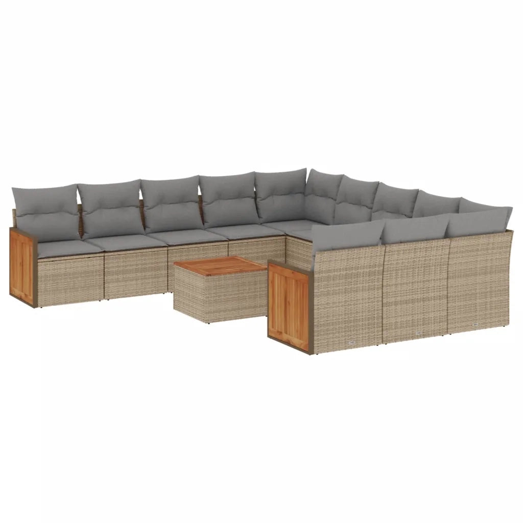 Set Divani da Giardino 12 pz con Cuscini Beige in Polyrattan 3228117