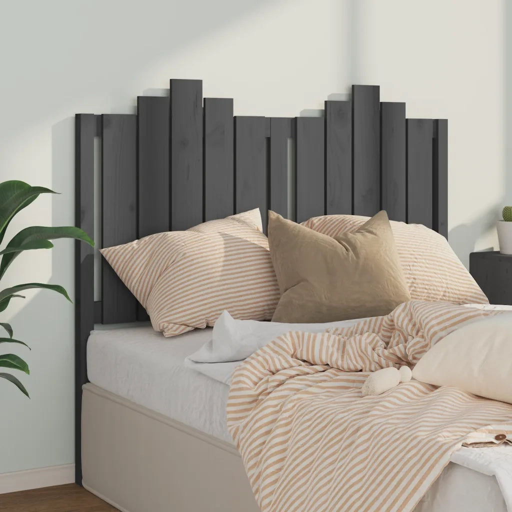 Testiera per Letto Grigia 126x4x110cm in Legno Massello di Pino 818462