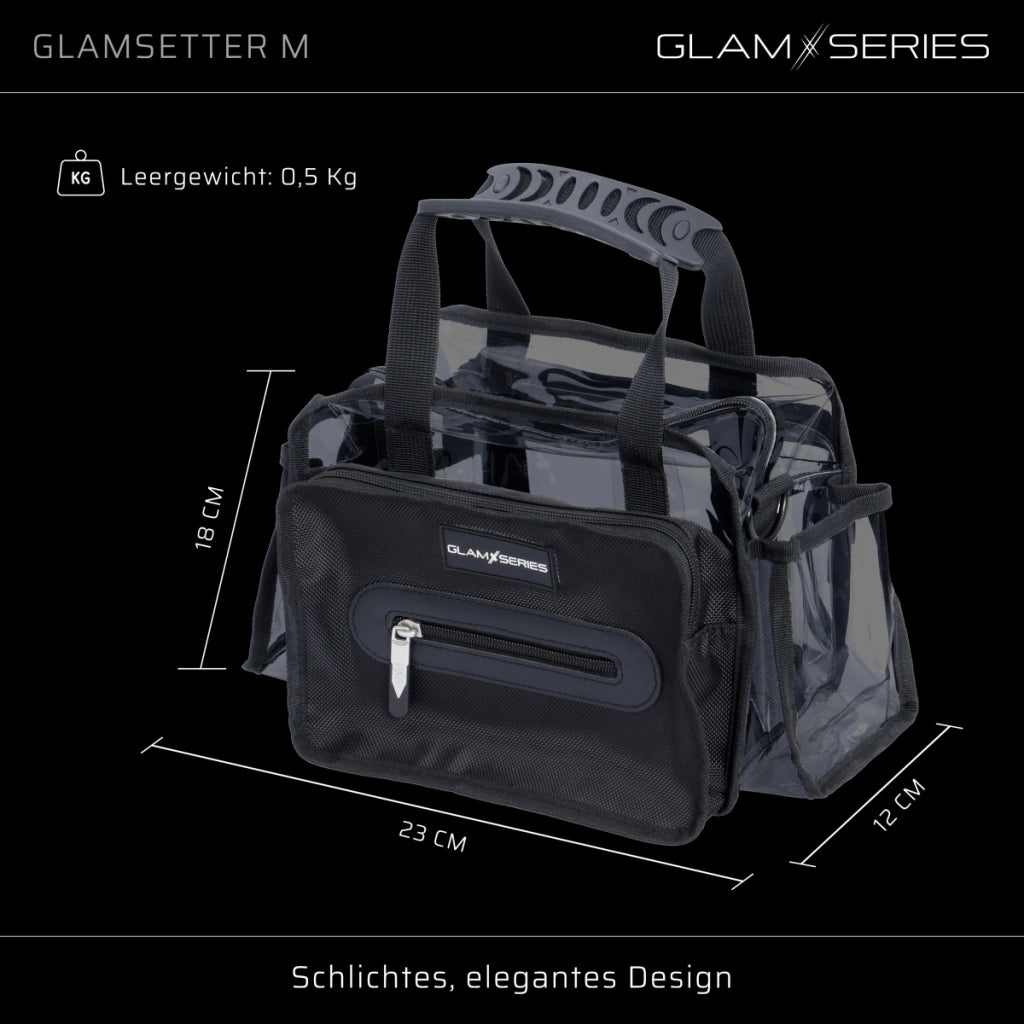 GlamSeries GlamSetter M Borsa per trucco 230 x 120 x 180 mm, beauty case trasparente con diverse opzioni di trasporto