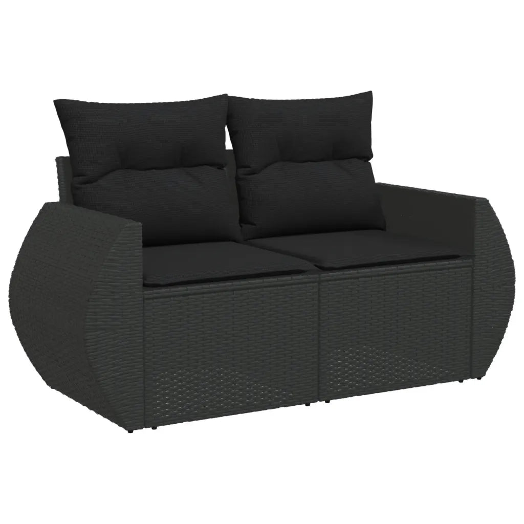 Set Divani da Giardino 10pz con Cuscini in Polyrattan Nero 3225166