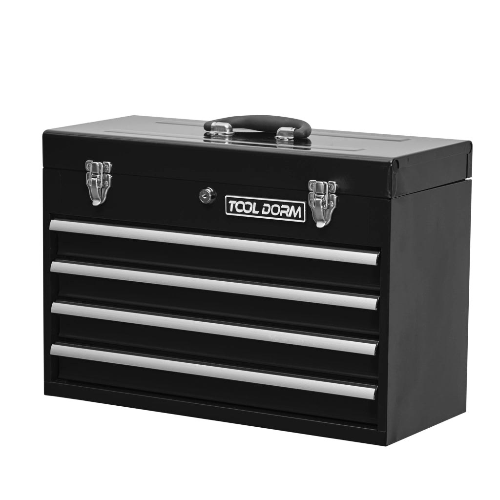Cassettiera portautensili con 4 cassetti e vano superiore con rivestimento protettivo e chiusure con serratura 56.5×28.0×41.0 cm