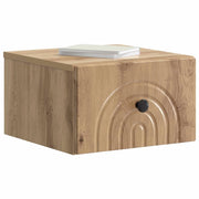 Set di 2 Comodini | Armadio da Notte | Mobiletto da notte a muro con cassetto Rovere Artigianale
