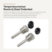 Sensore di Temperatura in Acciaio Inossidabile - Conico a Sfera - G1/2 - Pressione Massima PN40 - 2 Pezzi - Dimensioni 8x50mm - Termometro