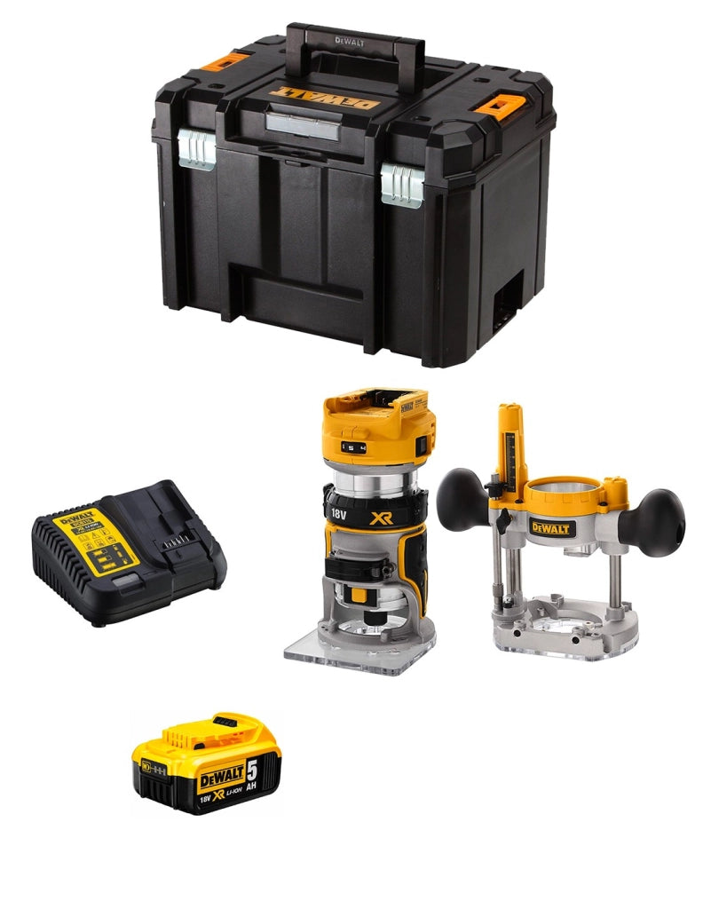 Fresatrice DeWALT DCW604P1T (1 x 5,0 Ah + DCB115 + TSTAK VI)