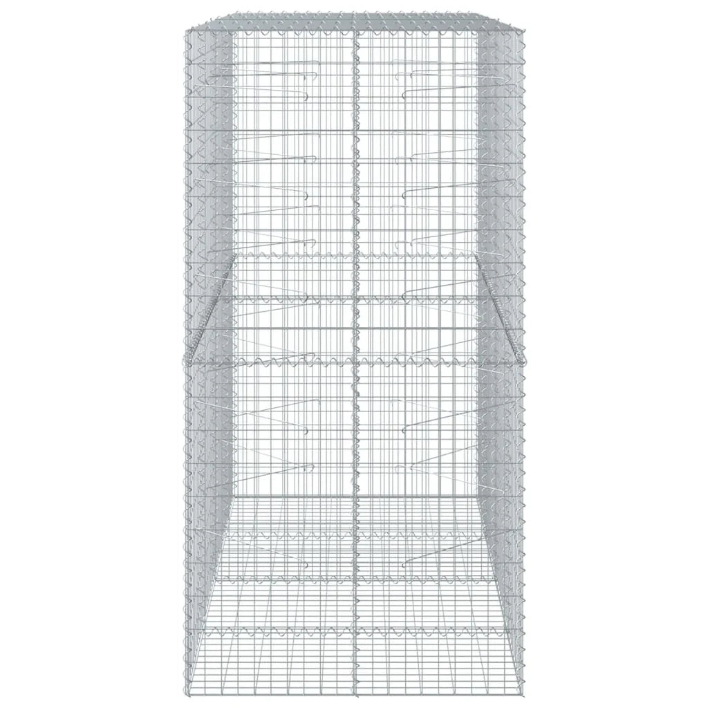 Gabbione recinto a gabbia muro di contenimento con coperchio 200 x 100 x 200 cm ferro zincato argento 02_0040141