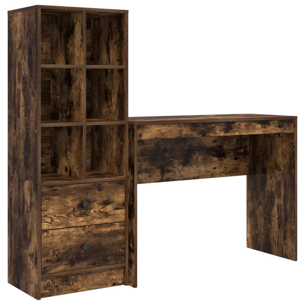 Scrivania con cassetto con lo scaffale 2 pcs Rovere fumé 3337333