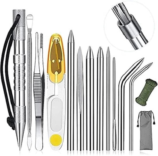 Set di stecchi paracord 12 pezzi, set di FID in acciaio inossidabile per paracord FID set di Marlinspike per paracord per cucire paracord chiusura di cinture aghi per cucire e utensili per levigare utensili per lavorare con cinture o paracord