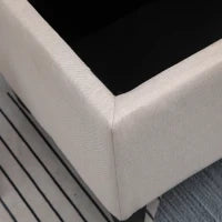 Panca Imbottita con Contenitore, Panca da Corridoio, Camera da Letto, Salotto, Tessuto in Poliestere, Legno di Gomma, 100 x 40 x 44 cm, Bianco Crema