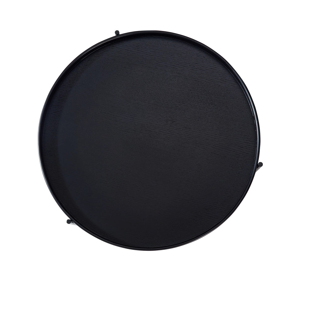 TAVOLINO DA SALOTTO Rotondo 69x69x38 cm Nero in legno massello e MDF