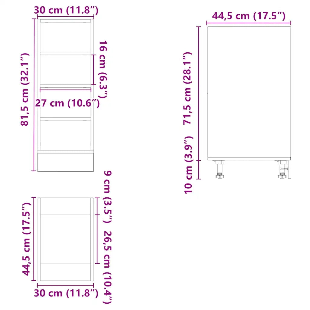 Armadio Inferiore Â“RigaÂ” Rovere Artigianale 30x44,5x81,5 cm