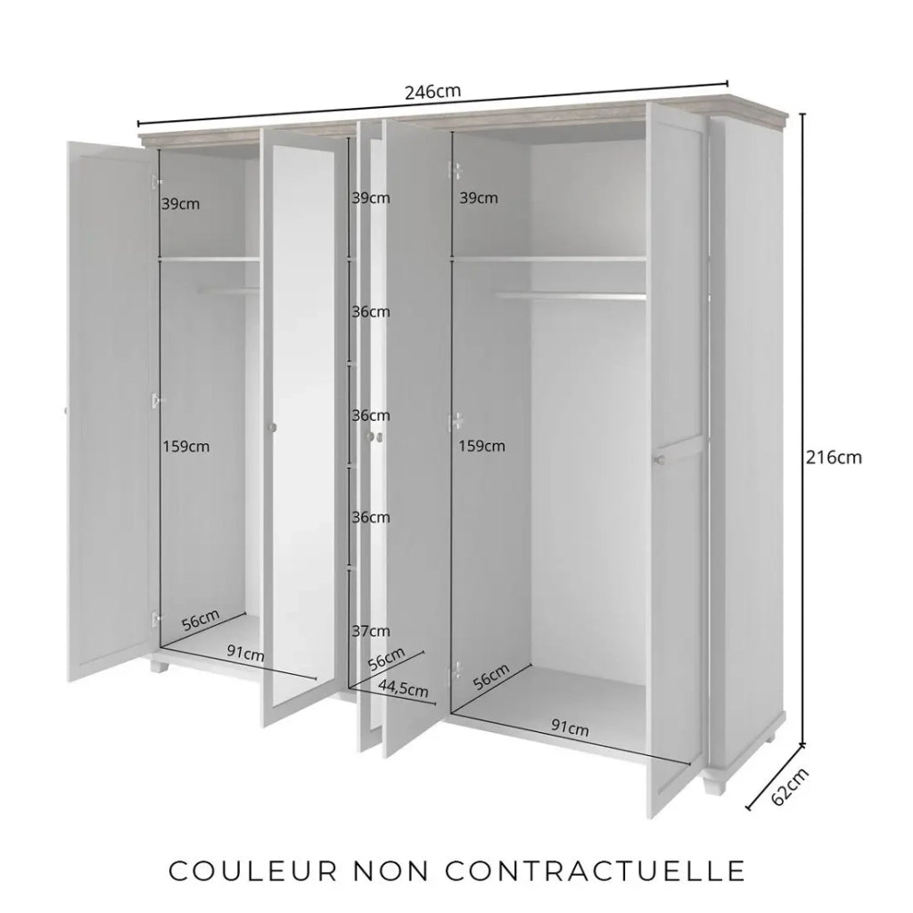 Armadio 250x220 con 5 porte. Colori verde kaki e rovere. Collezione ASSIA.
