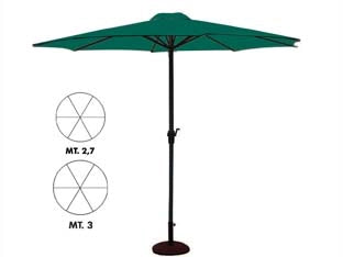 OMBRELLONE IN METALLO TONDO CON MANOVELLA  ø cm.270 palo ø mm.38 a 6 stecche    VETTE