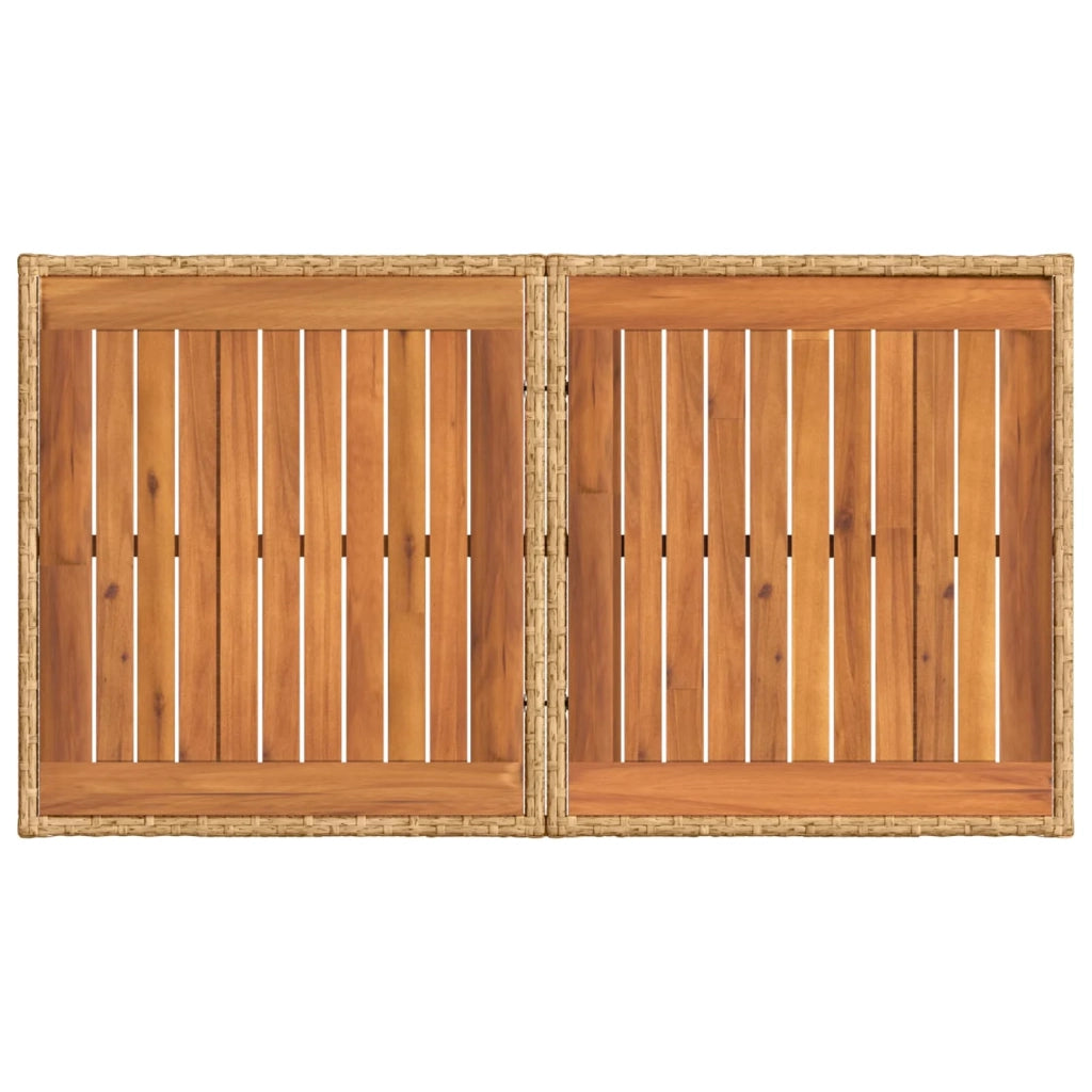 Tavolo da Giardino Naturale 100 x 55 x 37 cm Rattan PE e Vetro