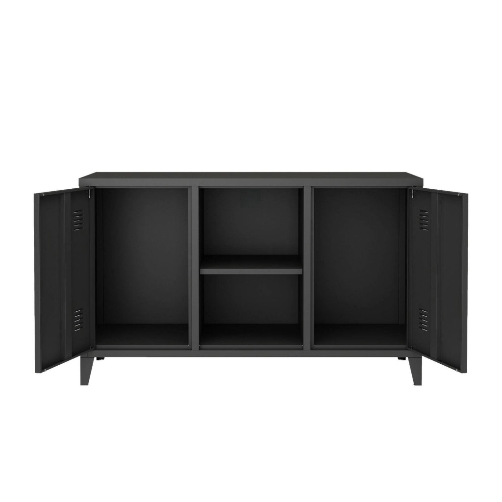 Credenza Friddi, Buffet da soggiorno, Madia da salotto, Dispensa da cucina, 120x40 h73 cm, Ardesia