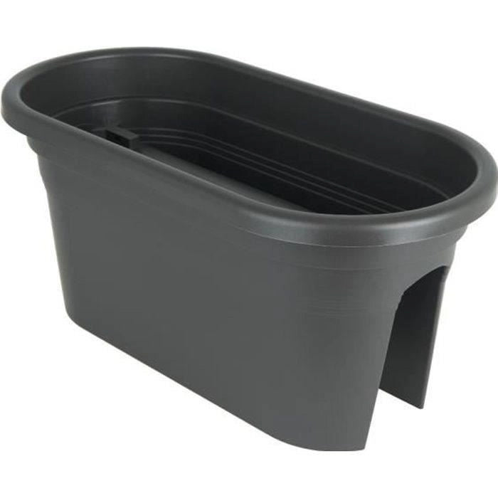 ARTEVASI Jardiniere per balcone Venezia - 30 x 60 x H 27 cm - 18 L - Grigio antracite