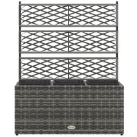 Fioriera per Piante con Grigliato 3 Vasche da 33 L in Resina Intrecciata e Acciaio, Dim, 84 L x 30 L x 107 H cm