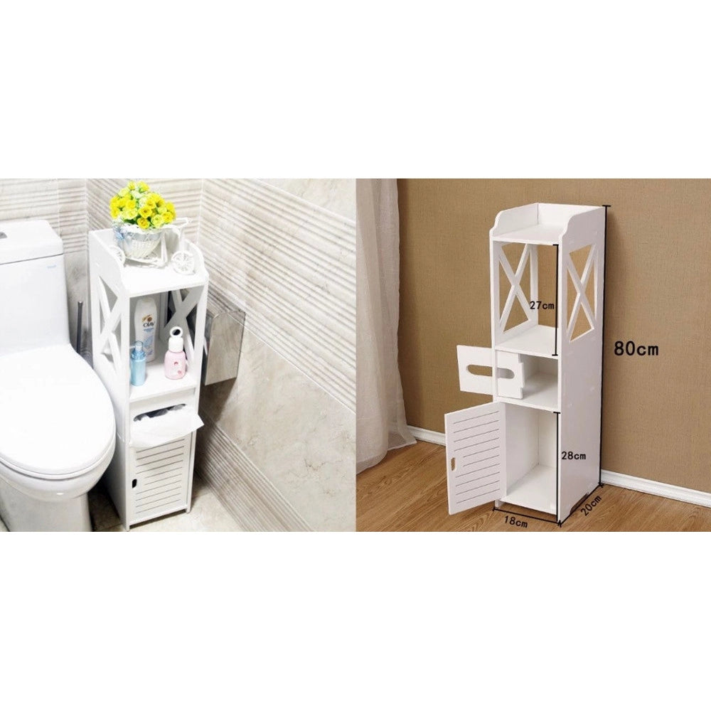 Trade Shop - Armadietto Portaoggetti Ripiani Porta Carta Igienica Organizer Da Bagno Per Piccoli Spazi -