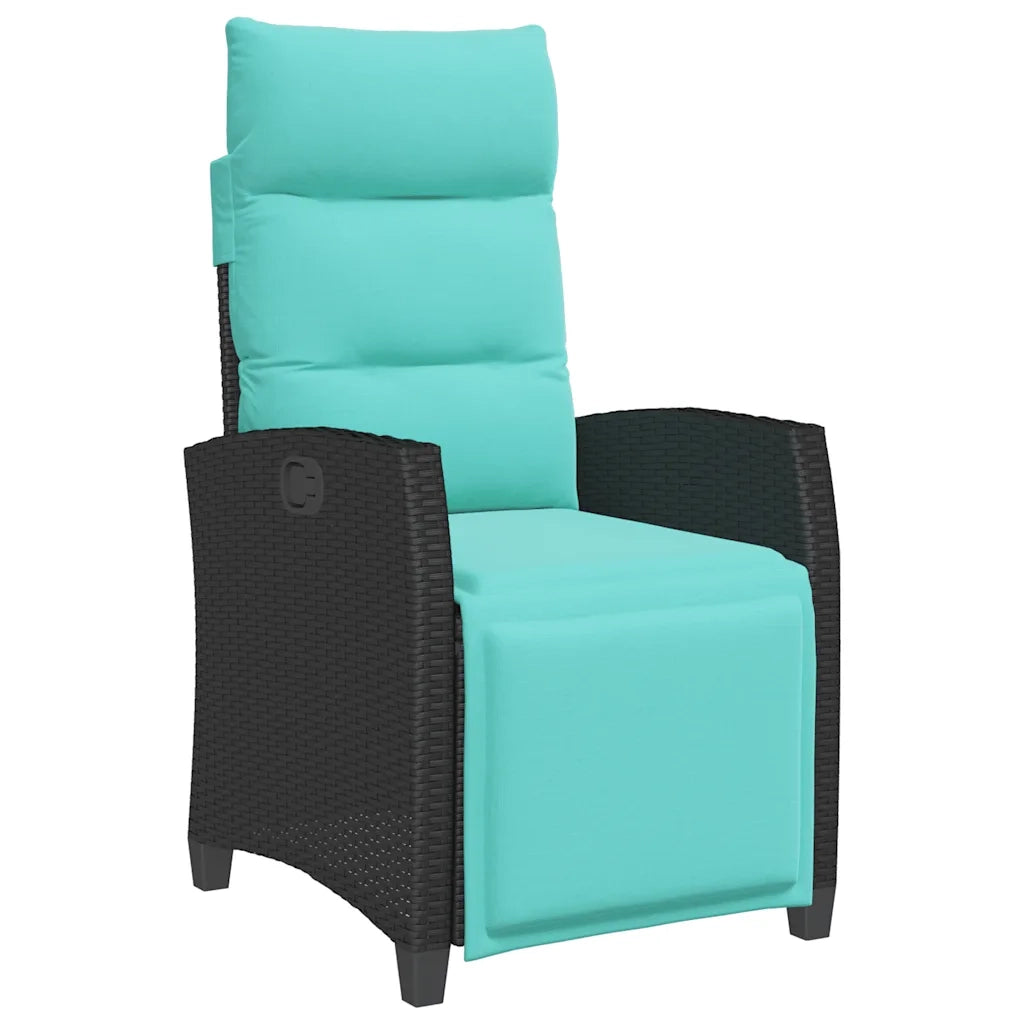 Sedia Reclinabile da Giardino con Tavolino Nera Polyrattan 4108279