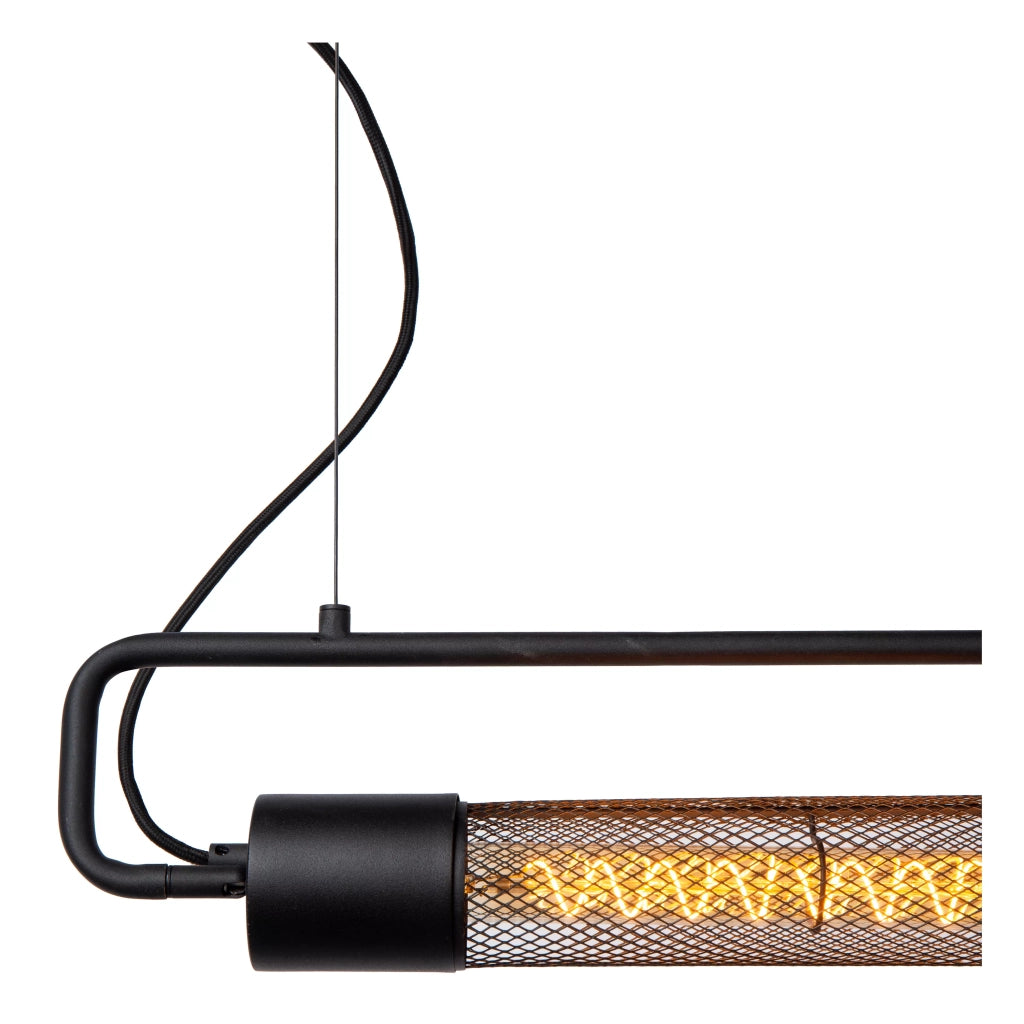 Lampada sospesa lineare loft nera Calixt Lucide 2xE27 25W