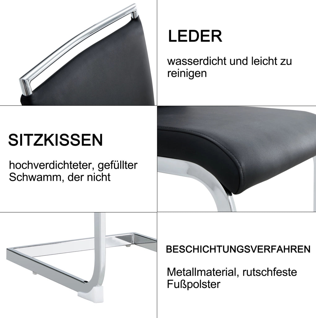 Sedia moderna ergonomica con schienale in PU e lino; seduta imbottita 42x45 cm; nera