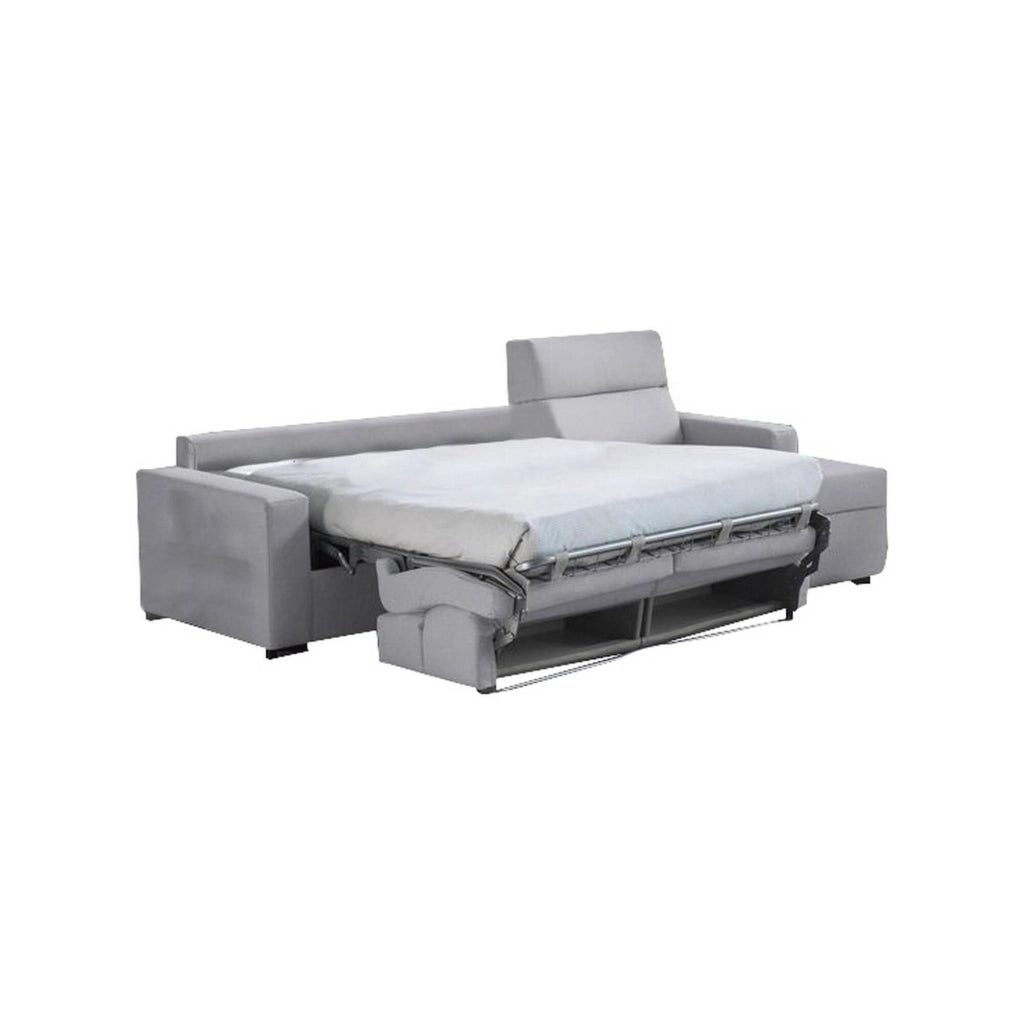 Pusiano, Divano Letto con Penisola Sfoderabile Made in Italy, 280x160 cm Grigio