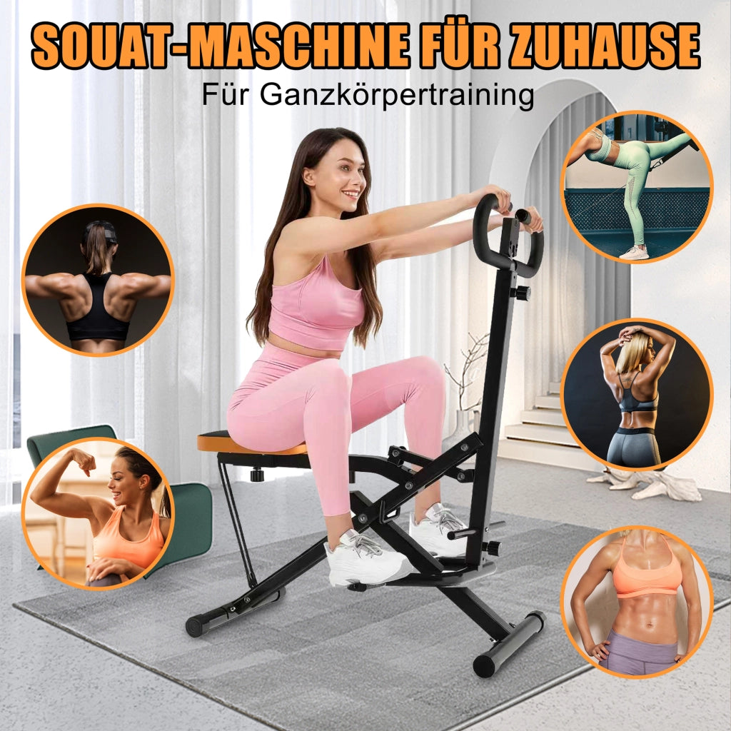 Squat Machine pieghevole per casa, trainer per glutei con bande di resistenza, allenamento cosce, addome, schiena e spinta dell'anca
