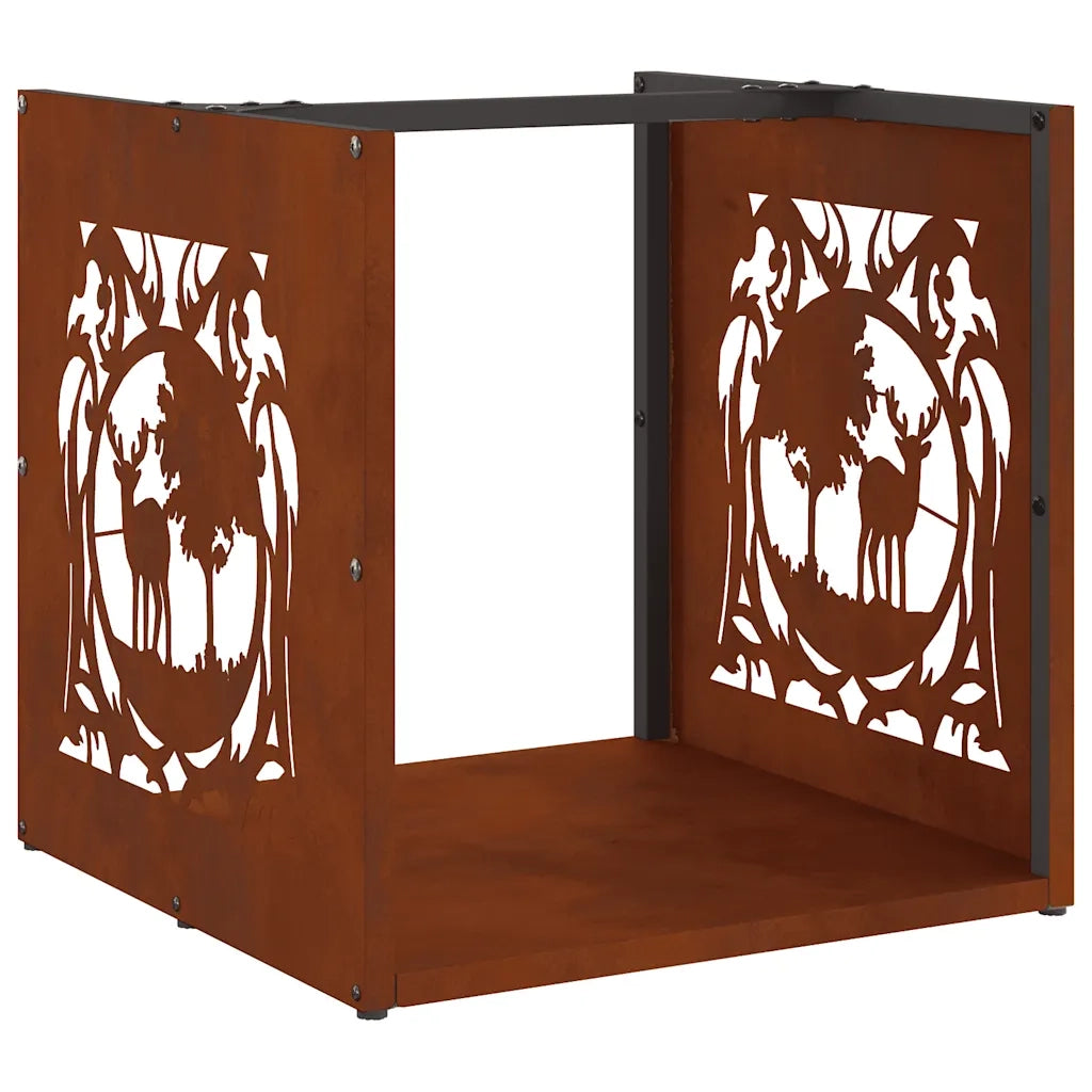 Rastrelliera per Legna da Ardere 40x40x40 cm in Acciaio Corten 864254