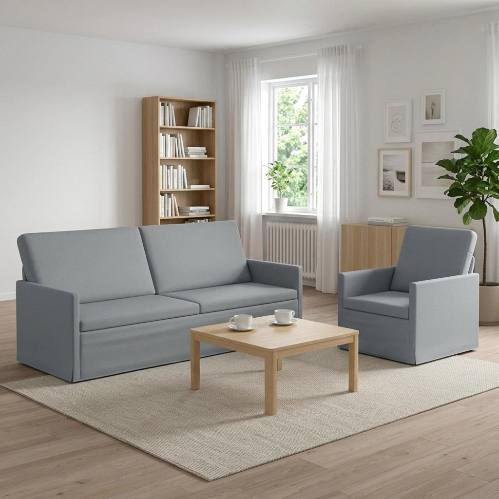 Set di divani 2 pcs Grigio Chiaro Tessuto 3433162