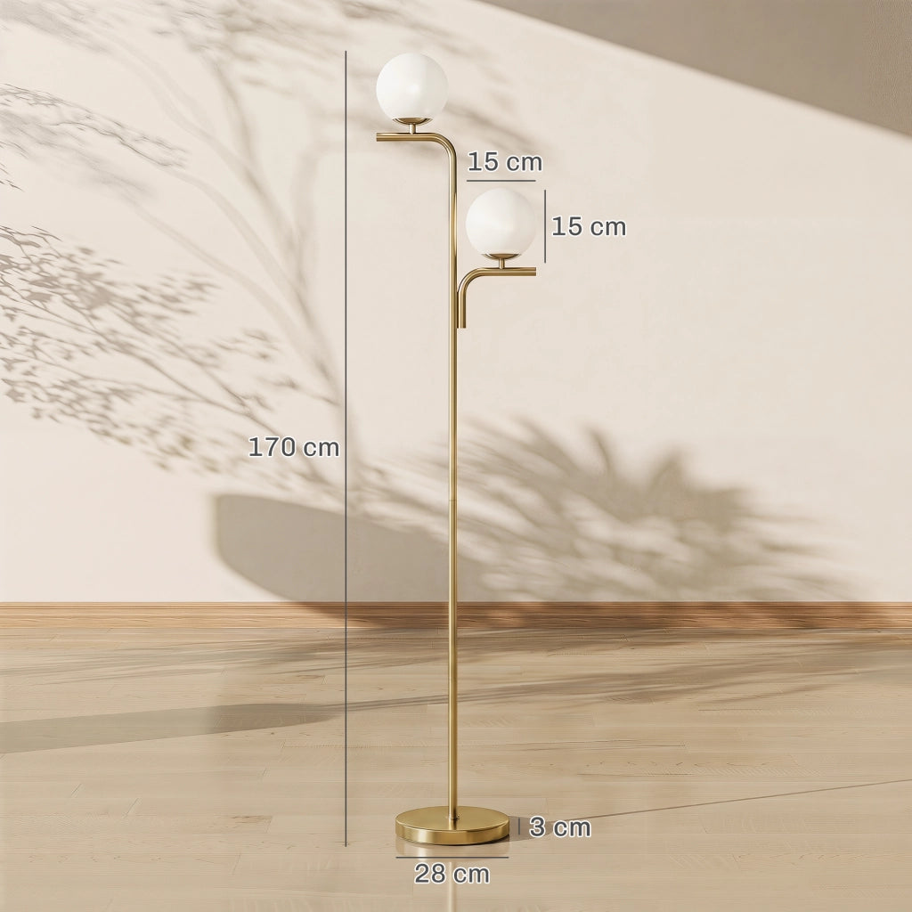 Lampada da Terra a Doppia Testa ¨C Minimal ¨C Dorato, Vetro, 3 Temperature
