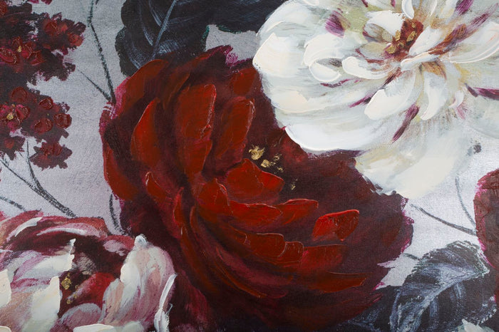 Dipinto su Tela Bianco/Red Flower Darkback 120x3,7x60 cm in Legno di Pino e Canvas Multicolor