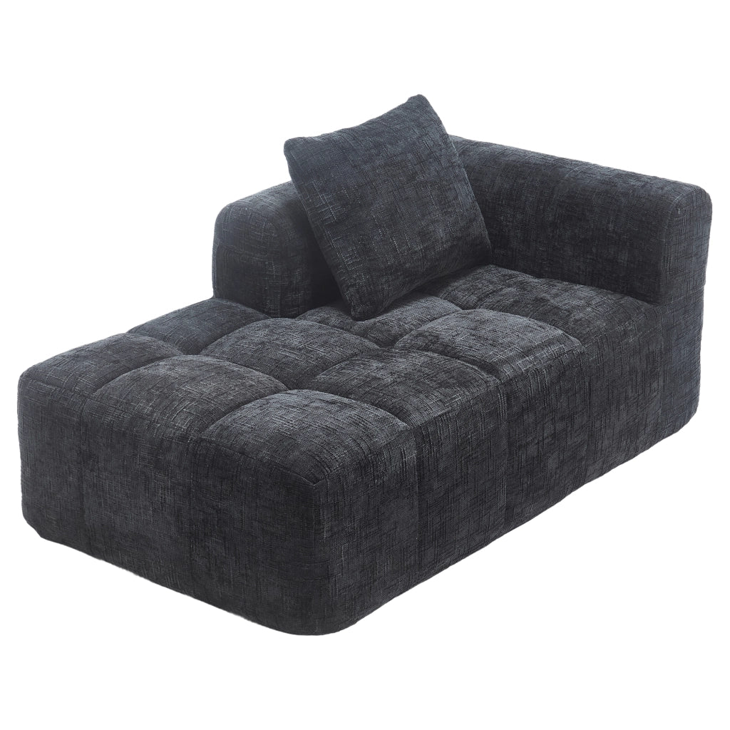 OKWISH Dormeuse con Seduta Imbottita, Tasche Laterali e Cuscino, Comfort Avvolgente per Relax, Ciniglia, Nero