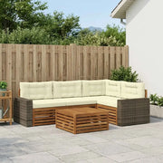 Set di divani da esterno 5 pcs Naturale e Crema 79 x 79 x 37 cm
