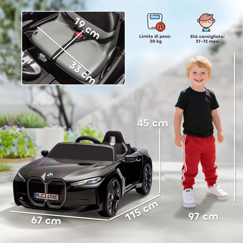 Auto Elettrica per Bambini 3-6 Anni con Telecomando ¨C Zephmum ¨C 115x67x45 cm, Nera