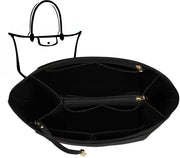 Organizzatore per borsa in pelle naturale con chiusura a tas in tas e catena (nero, M)
