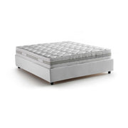 Letto matrimoniale Alaksir, Letto contenitore con rivestimento in tessuto, Made in Italy, Apertura frontale, con materasso cm 140x200 incluso, Bianco