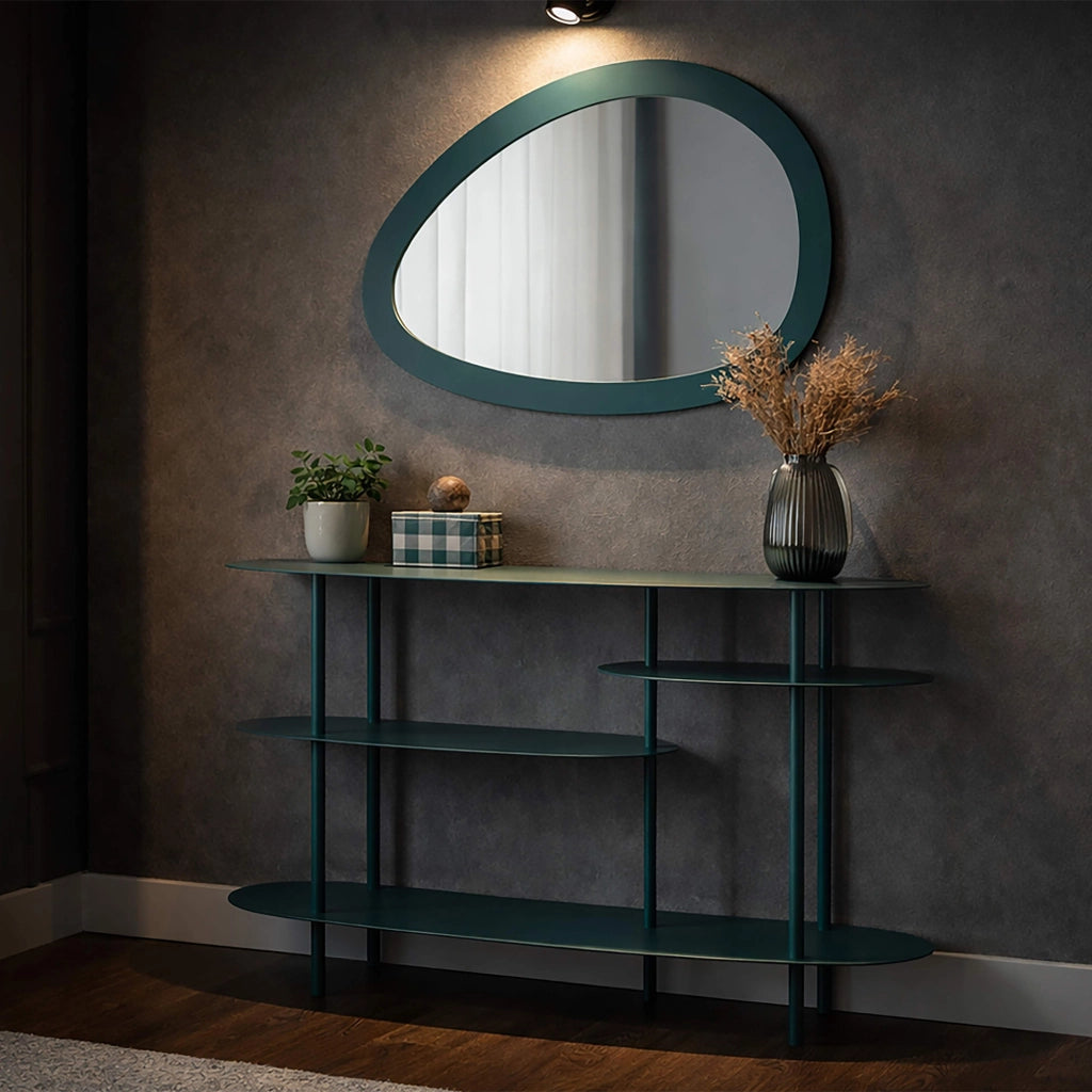 Gamisi, Consolle 4 Ripiani, 10x42x132h cm Verde Ottanio