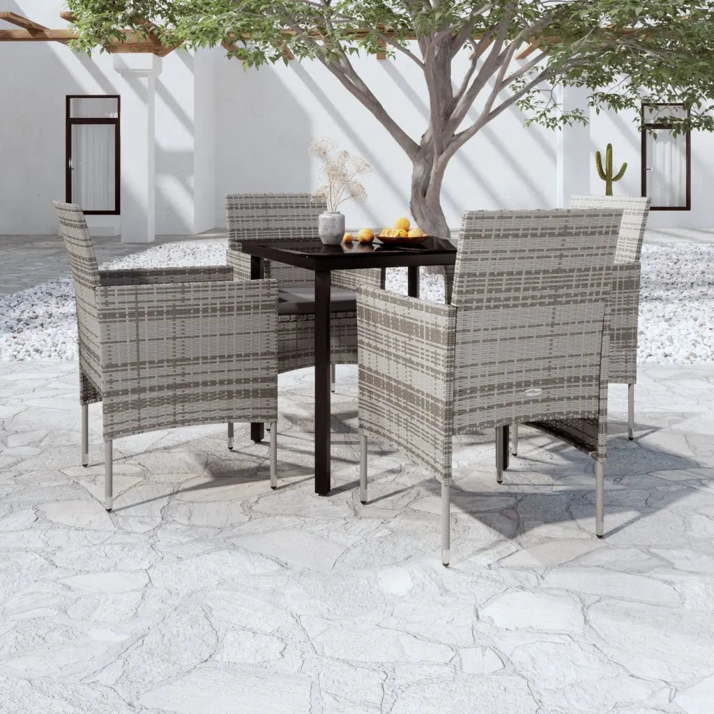 Set da Pranzo da Giardino 5 pz con Cuscini Grigio e Nero 3099288