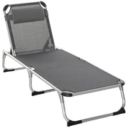Sdraio Pieghevole con Poggiatesta e Schienale Regolabile ¨C Zephmum ¨C Alluminio Grigio 60x165x76cm