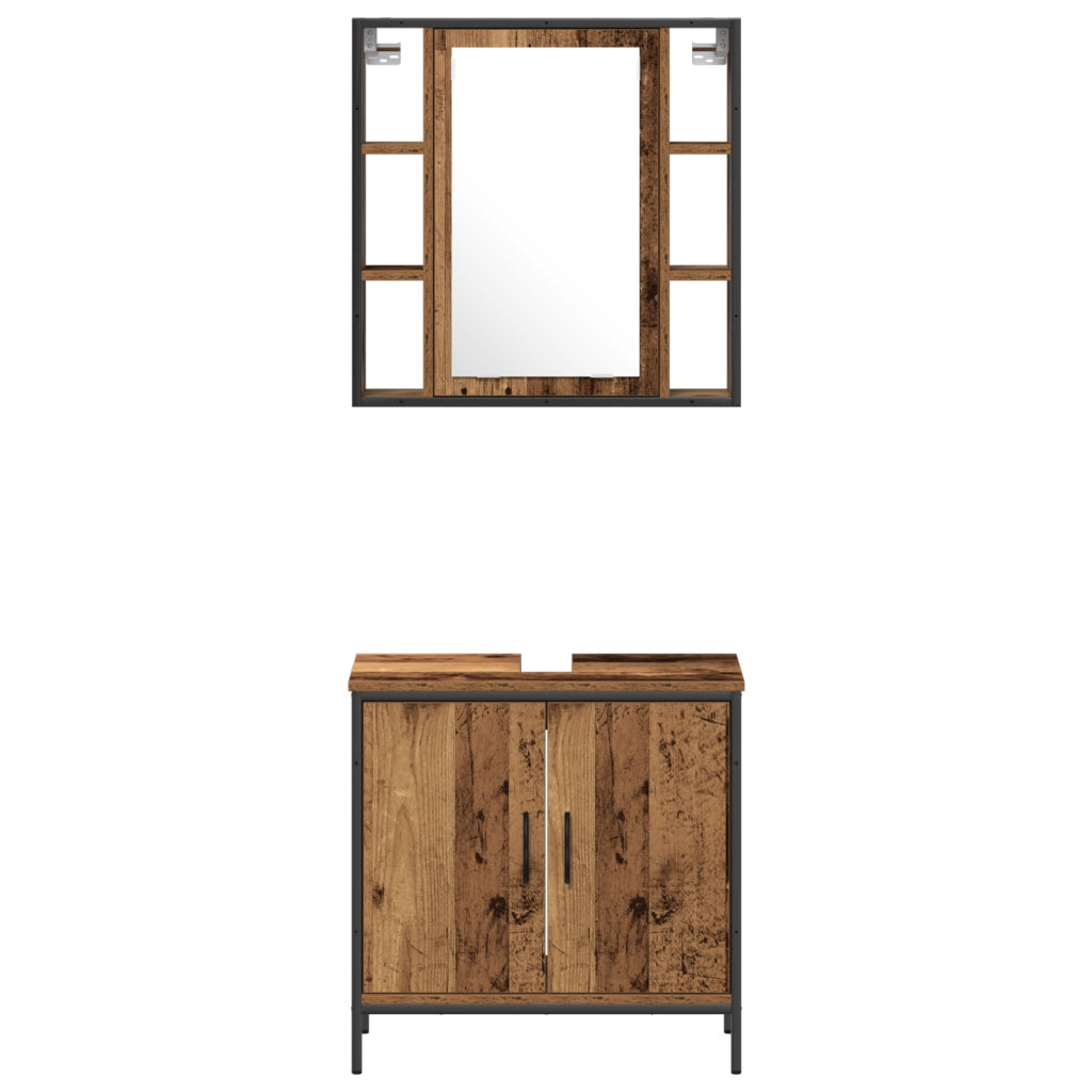 Set di Mobili per il Bagno da 4 Pezzi Legno Rustico Legno Ingegnerizzato