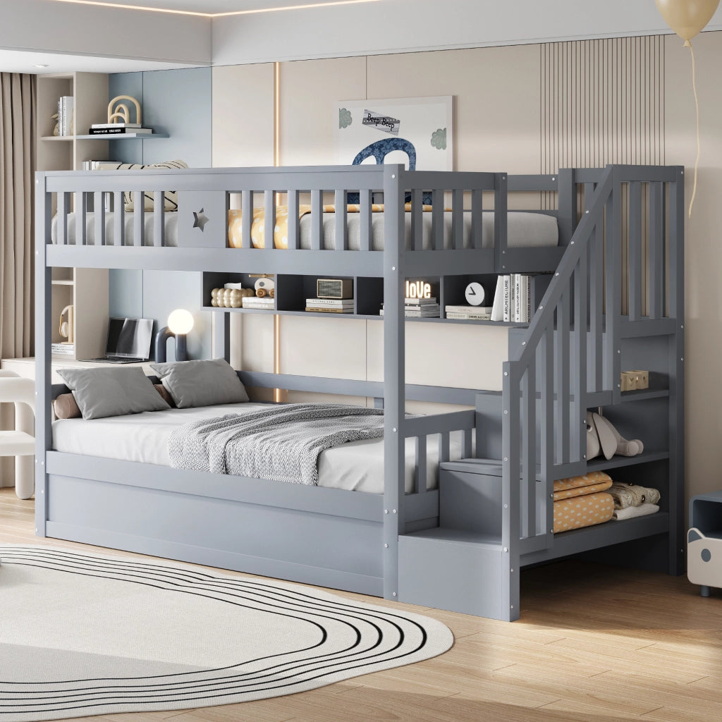 Letto a castello funzione contenitore legno grigio 90x200 cm