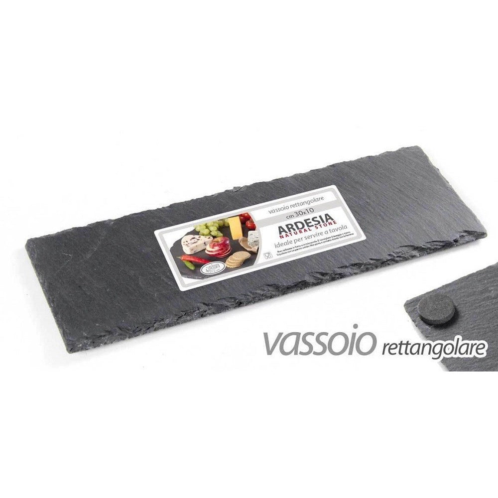 Trade Shop - Vassoio Ardesia Natural Stone Piatto Rettangolare 30x10 Cm Portata Tavola 752193 -