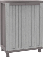 Cassa bassa in plastica con 2 pannelli di supporto grigio/taupe 68 x 375 cm - Soluzione di archiviazione moderna