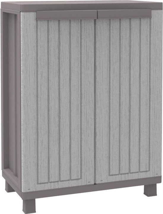 Cassa bassa in plastica con 2 pannelli di supporto grigio/taupe 68 x 375 cm - Soluzione di archiviazione moderna
