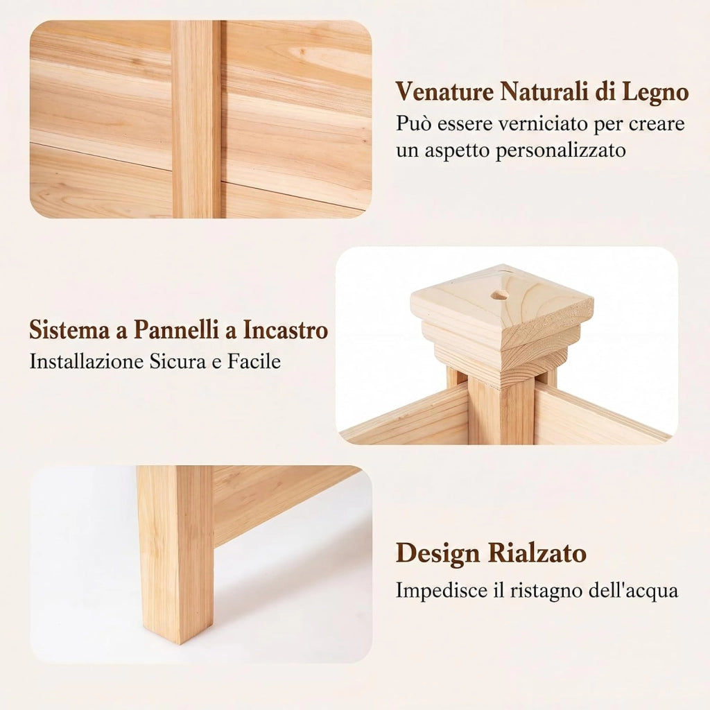 Recinzione da Giardino a 2 Pannelli, Recinto da Esterno in Legno Massello, Pannelli Frangivista a Doghe da Esterno per Copri Bidoni, Condizionatore e Attrezzature
